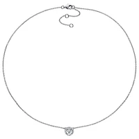 Julianna B Sterling Silver 0.10CTW Diamond and Aquamarine Halo Necklace