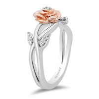 Enchanted Disney Sterling Silver & 10K Rose Gold Belle Rose 0.08CTW Ring
