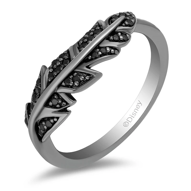 Enchanted Disney Sterling Silver Maleficent 0.13CTW Black Diamond Ring