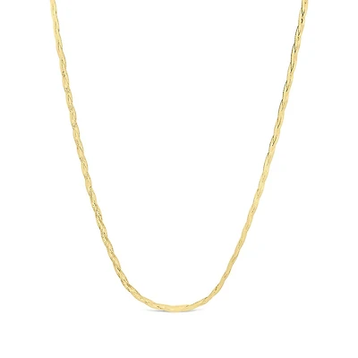 10K Yellow Gold 18" Braided Herringbone Necklace