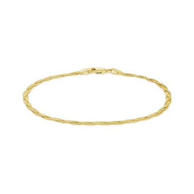 10K Yellow Gold 7.5" 2.7mm Braided Herringbone Bracelet