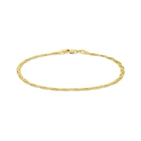 10K Yellow Gold 7.5" 2.7mm Braided Herringbone Bracelet