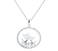 Sterling Silver Cat 0.05CTW Dancing Diamond Pendant