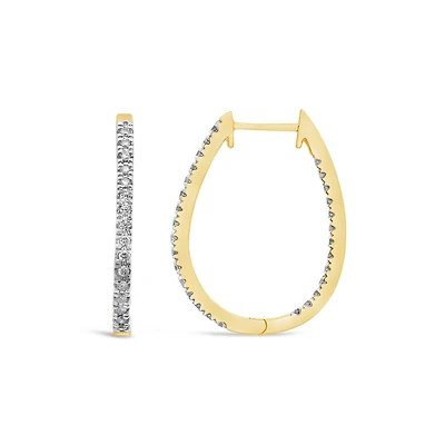 10K Yellow Gold .50CTW Diamond Hoop Earrings