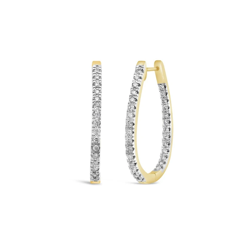 10K Yellow Gold .50CTW Diamond Hoop Earrings