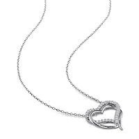 Julianna B Sterling Silver Created White Sapphire Crossover Heart Pendant