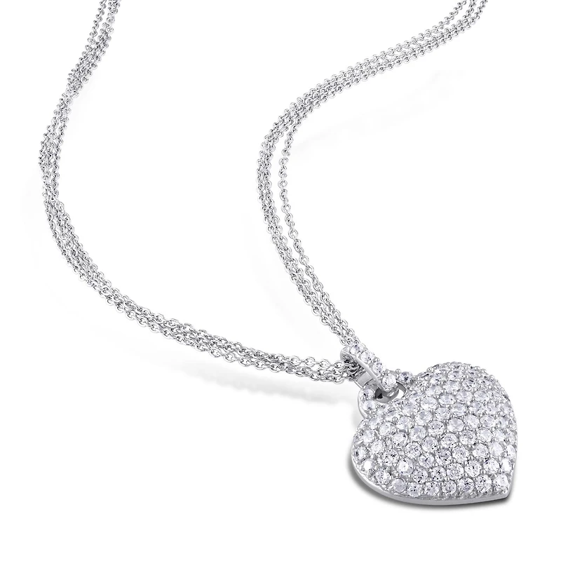 Julianna B Sterling Silver Created White Sapphire Heart Pendant