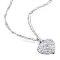 Julianna B Sterling Silver Created White Sapphire Heart Pendant