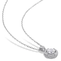 Julianna B Sterling Silver Created White Sapphire & 0.10CTW Diamond Pendant