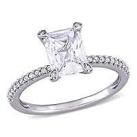 Julianna B 10K White Gold Created Sapphire & Diamond Engagement Ring