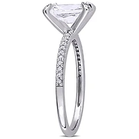 Julianna B 10K White Gold Created Sapphire & Diamond Engagement Ring