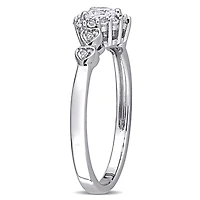 Julianna B Sterling Silver Created White Sapphire & 0.012CTW Diamond Heart Ring