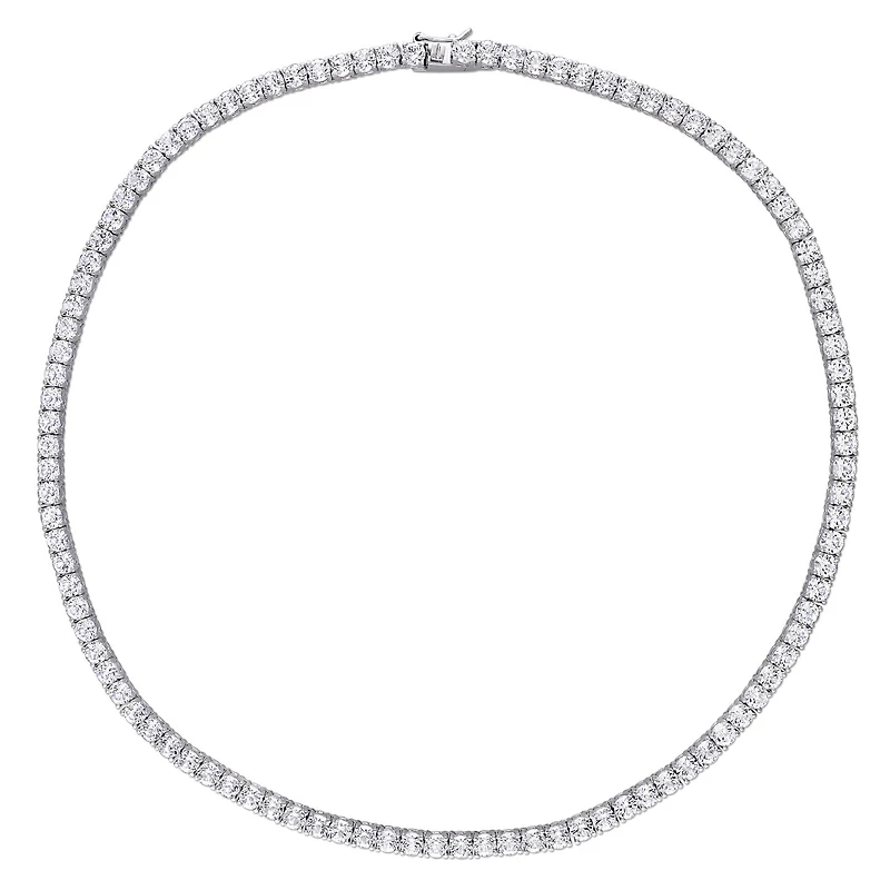 Julianna B Sterling Silver Created White Sapphire 17" Necklace