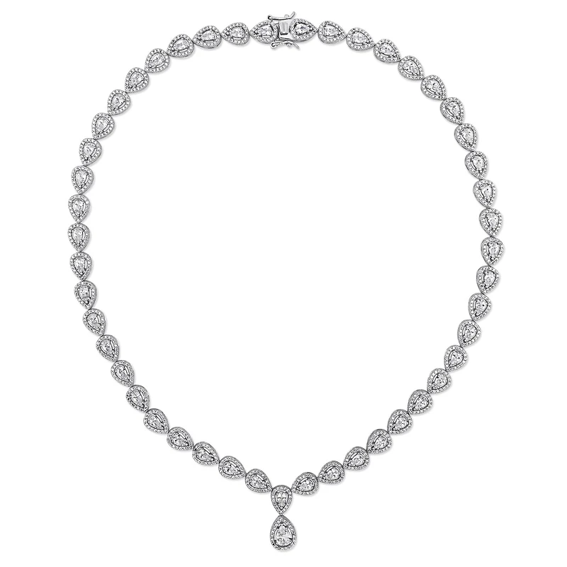 Sterling Silver Cubic Zirconia Teardrop Necklace