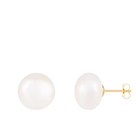 14K Yellow Gold 12-13mm Freshwater Pearl Earrings