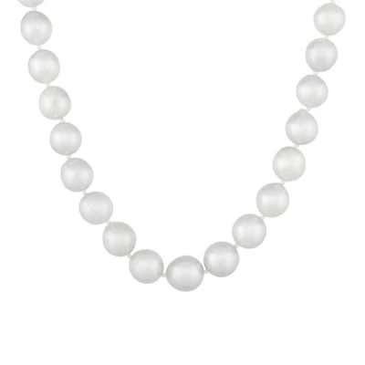 Sterling Silver 10-12mm White South Sea Pearl Necklace