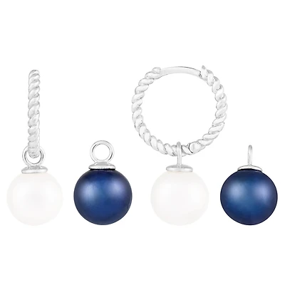 14K White Gold Interchangeable 8mm Freshwater Pearl Earrings