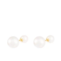 14K Yellow Gold Barbell 6-9.5mm Pearl Stud Earrings