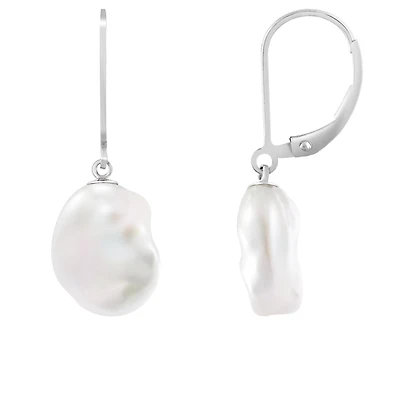 Sterling Silver 9-10mm Keshi Freshwater Pearl Earrings