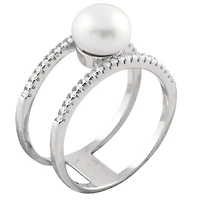 Sterling Silver Double Shank 8-9mm Pearl Ring