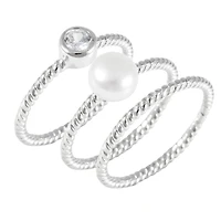 Stackable Sterling Silver 6-7mm Pearl Ring