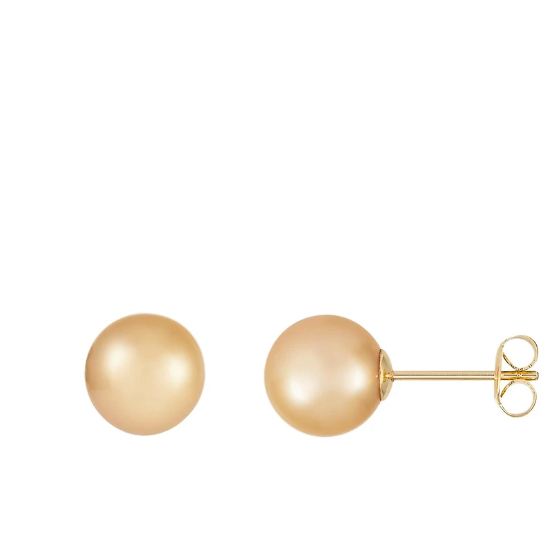 14K Yellow Gold 9mm Golden South Sea Stud Earrings