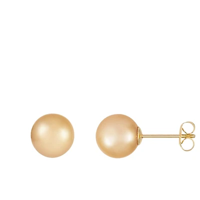 14K Yellow Gold 9mm Golden South Sea Stud Earrings