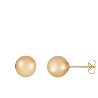 14K Yellow Gold 9mm Golden South Sea Stud Earrings