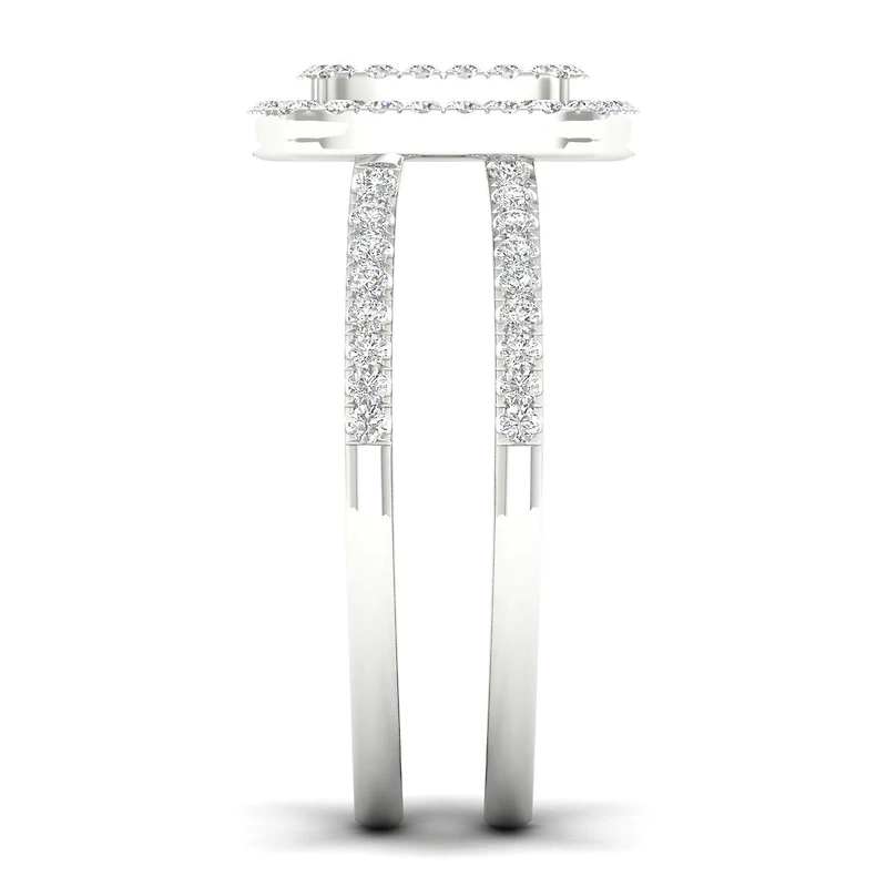 14K White Gold 0.50CTW Cushion Wrap Ring