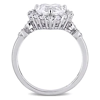 Julianna B 10K White Gold Created Sapphire & Diamond Accent Ring