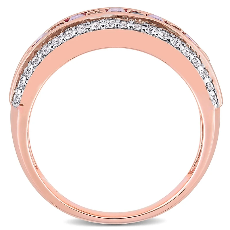 Julianna B 10K Rose Gold Amethyst & White Topaz Ring