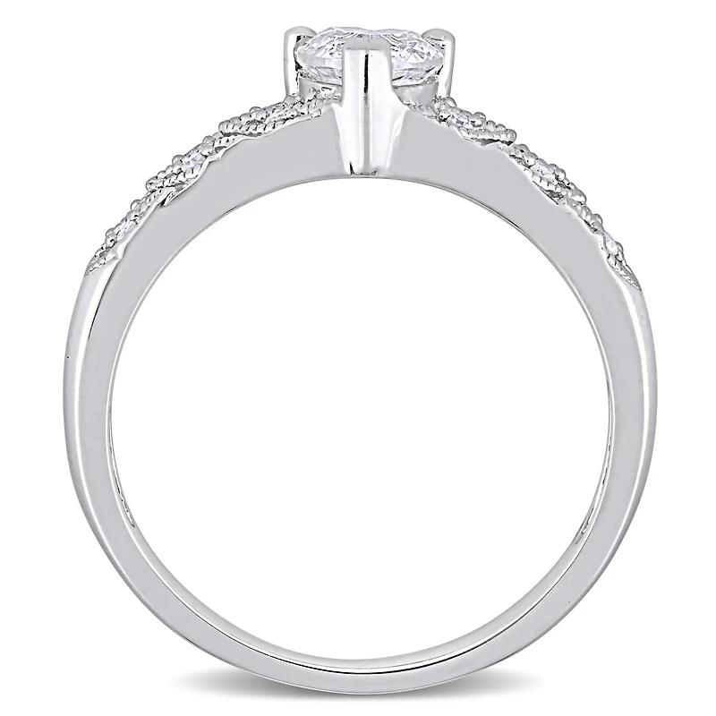 Julianna B Sterling Silver 0.06CTW Diamond & Created White Sapphire Ring