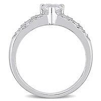 Julianna B Sterling Silver 0.06CTW Diamond & Created White Sapphire Ring