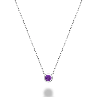 Les Bijoux 10K White Gold Bezel Set Amethyst Necklace