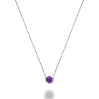 Les Bijoux 10K White Gold Bezel Set Amethyst Necklace