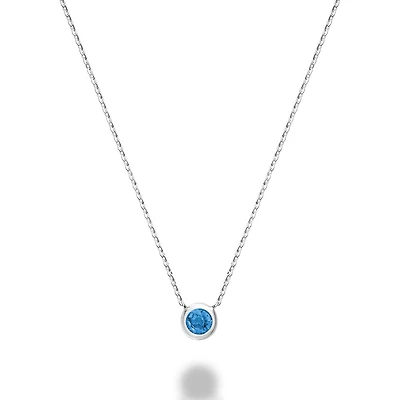 Les Bijoux 10k White Gold Bezel Set Blue Topaz Necklace