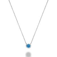 Les Bijoux 10k White Gold Bezel Set Blue Topaz Necklace