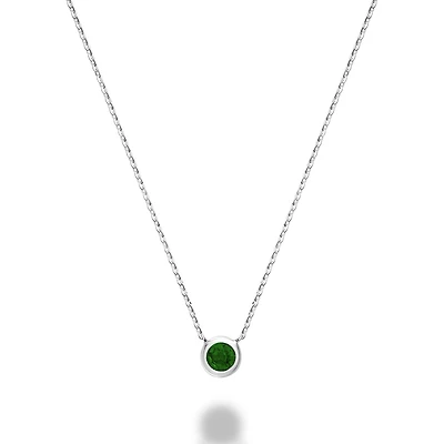 Les Bijoux 10k White Gold Bezel Set Emerald Necklace