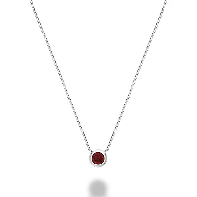 Les Bijoux 10k White Gold Bezel Set Garnet Necklace