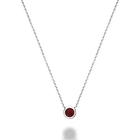Les Bijoux 10k White Gold Bezel Set Garnet Necklace
