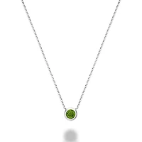 Les Bijoux 10k White Gold Bezel Set Peridot Necklace