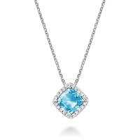 Les Bijoux 10K White Gold Blue Topaz & Diamond Halo Pendant