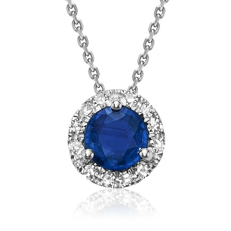 Les Bijoux 10K White Gold Sapphire & Diamond Halo Pendant
