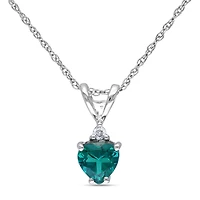 Julianna B 10K White Gold Created Emerald & 0.02CTW Diamond Pendant