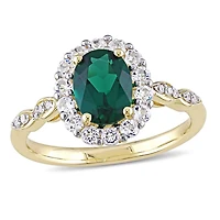 Julianna B 14K Yellow Gold Created Emerald, White Topaz & Diamond Ring