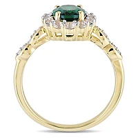 Julianna B 14K Yellow Gold Created Emerald, White Topaz & Diamond Ring