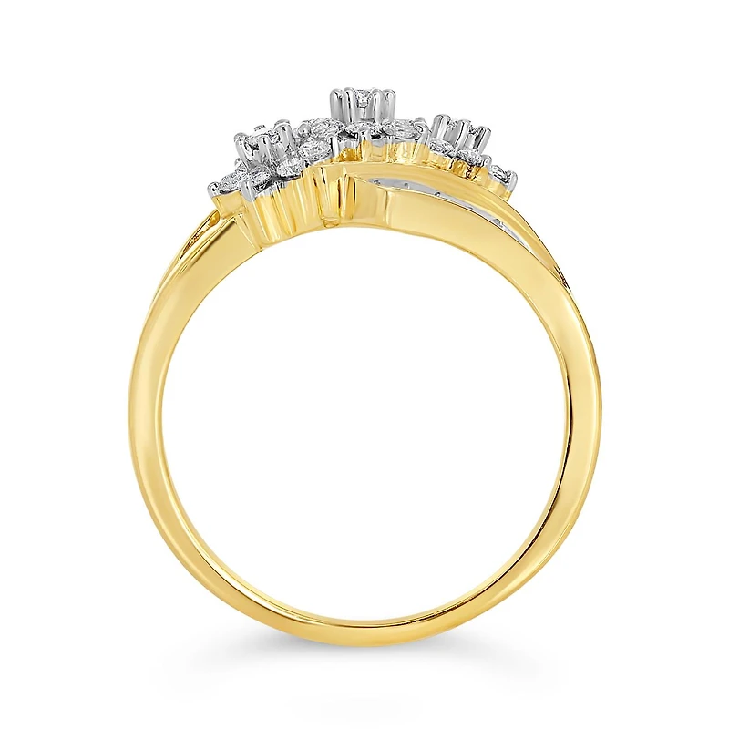 10K Yellow Gold 0.50CTW Diamond Flower Fashion Ring