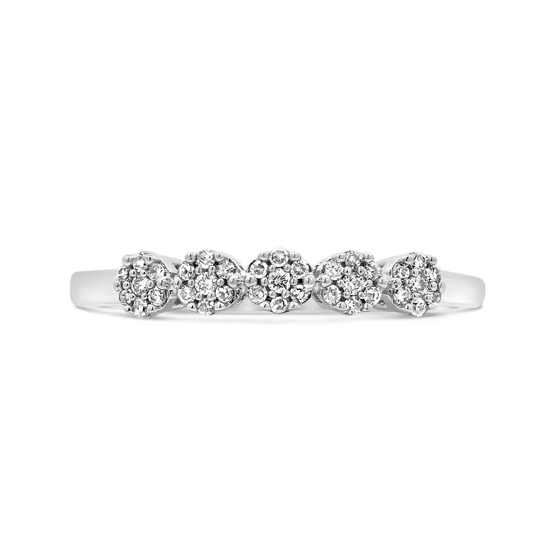 10K White Gold 0.13CTW Diamond Flower Stack Ring