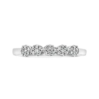 10K White Gold 0.13CTW Diamond Flower Stack Ring
