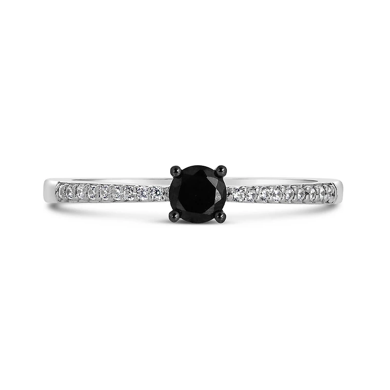 Sterling Silver Black 0.23CTW Diamond Ring